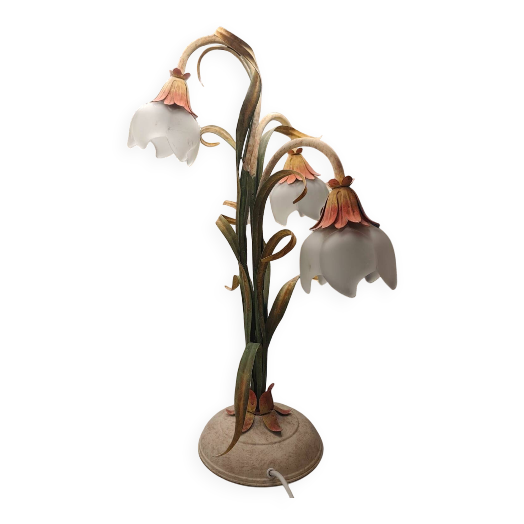 Vintage Late 20th Century Italian Floral Table Lamp - Art Nouveau