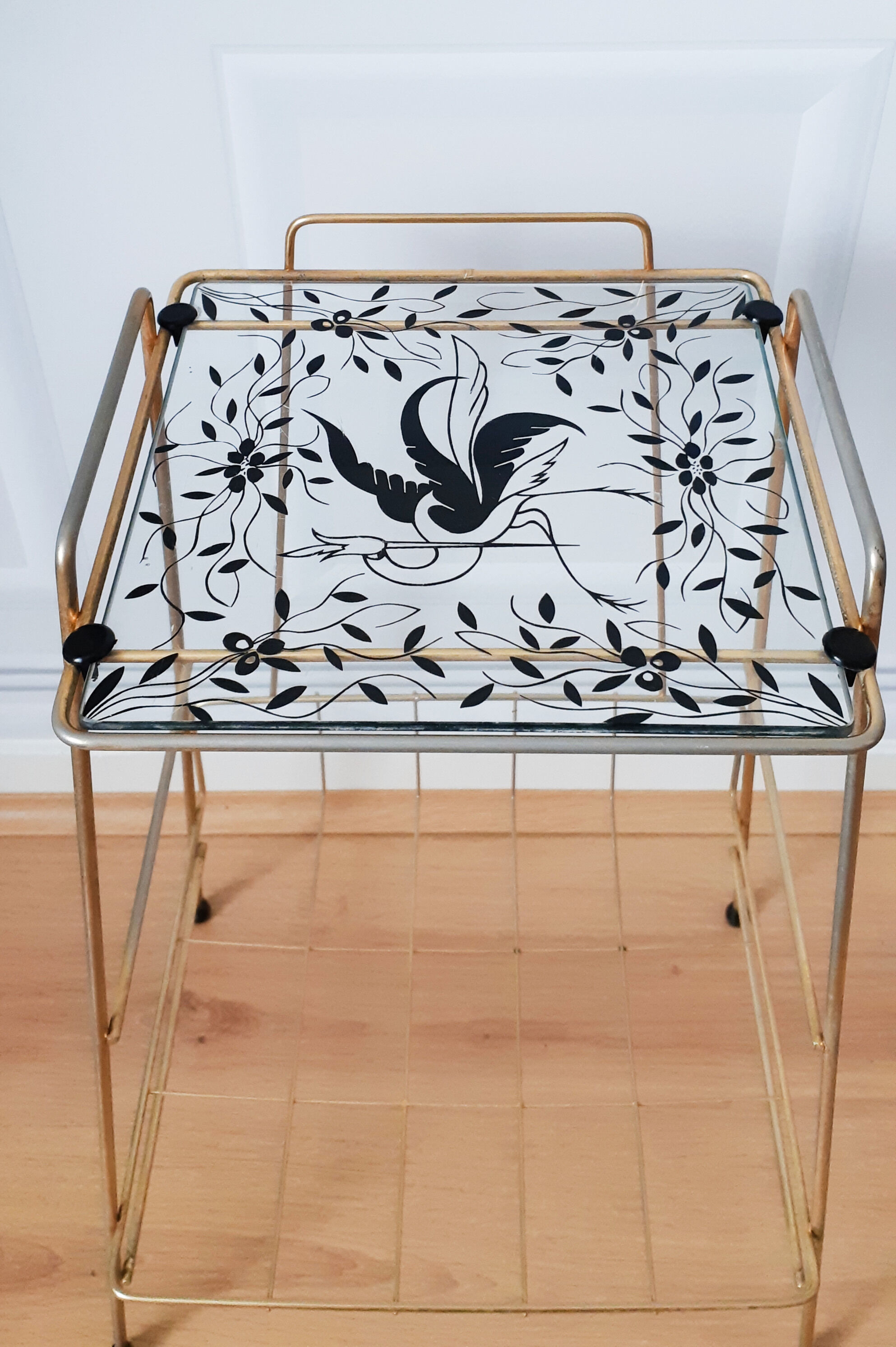 Vintage metal and glass magazine rack