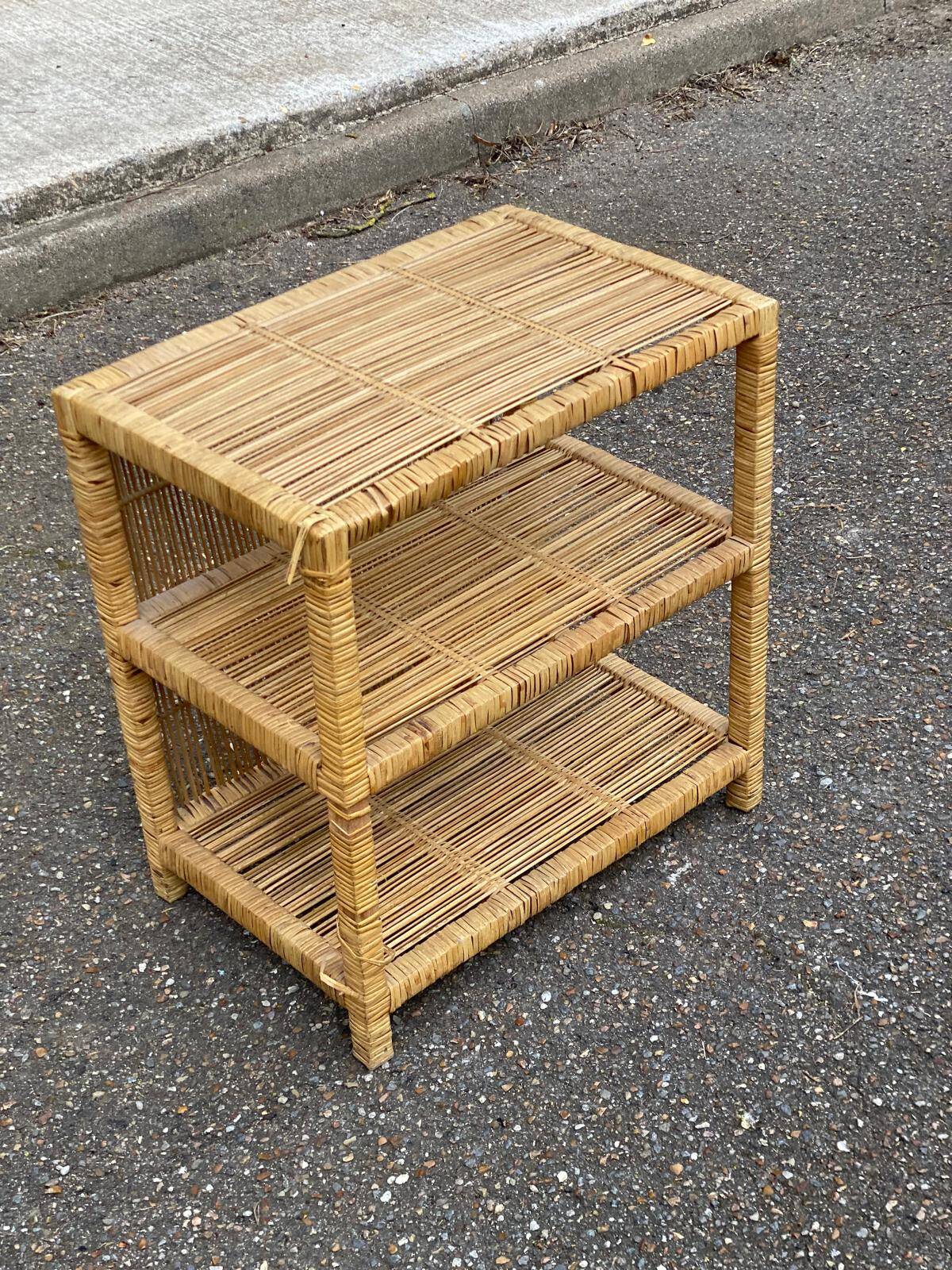 Vintage shelf in rattan and wicker 51cm