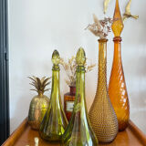 Vintage green glass decanter