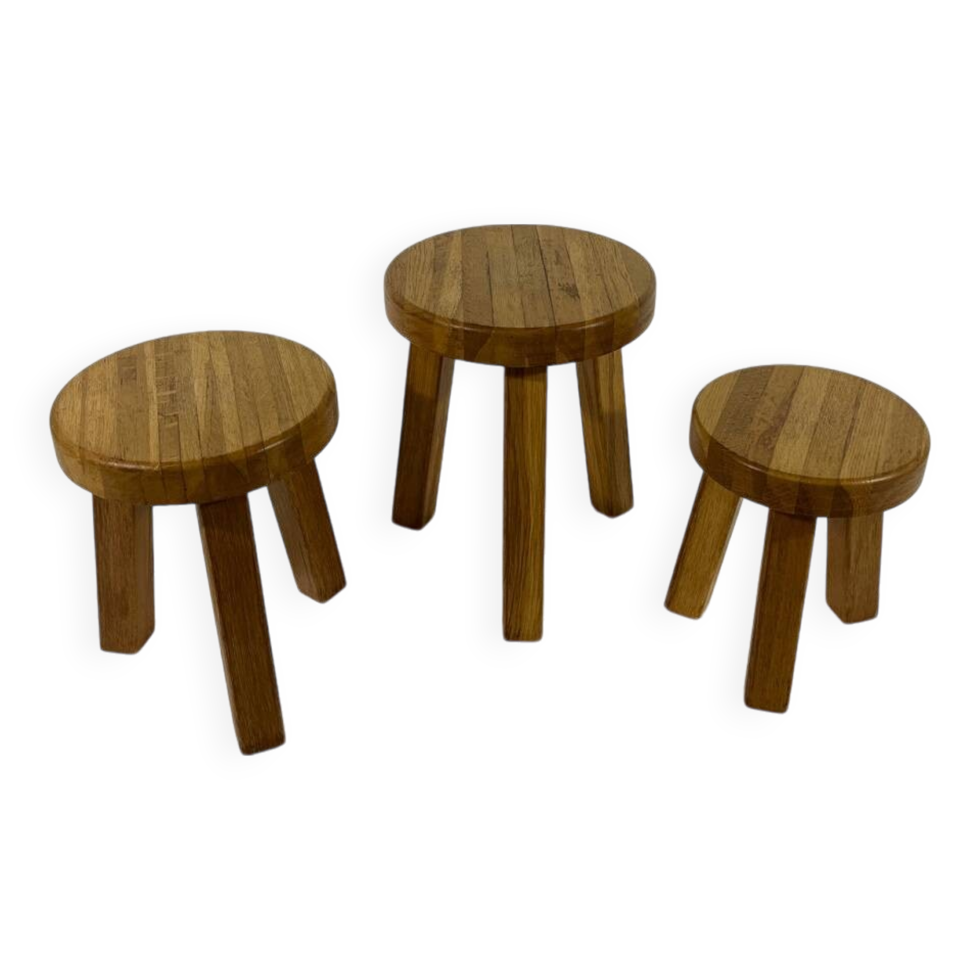 Brutalist blond oak side tables 1980’s