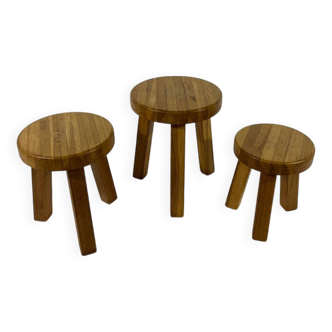 Brutalist blond oak side tables 1980’s