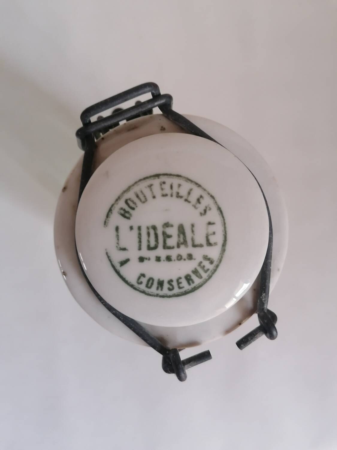 Old jar the ideal green glass