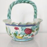 Pocket tray in the shape of a basket in italian ceramic