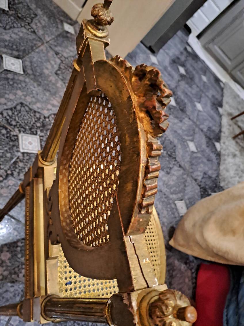 Napoleon III chair in gilded wood, Louis XVI style