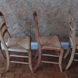 Set of 4 straw chairs in cherry wood