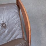 Teak and leather armchair