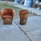 Set of 2 Mexican chairs by Wim Rietveld in brown leather and wood - vintage folk art