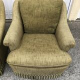 Pair of seventies chairs in green tweed