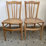 Pair of caned bistro chairs