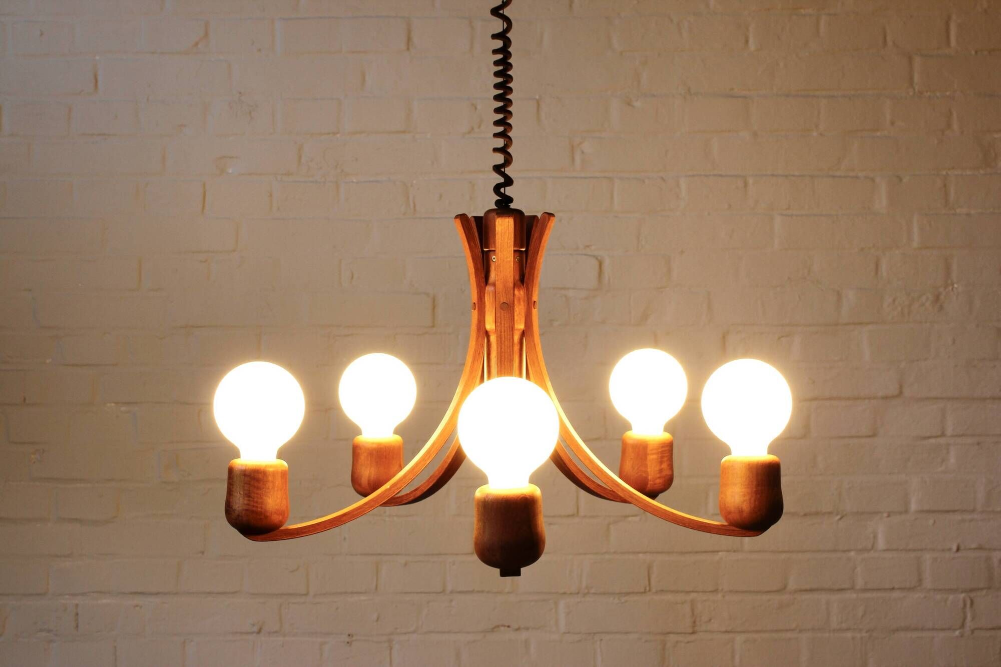 Vintage teak Candela pendant lamp Domus Danish design