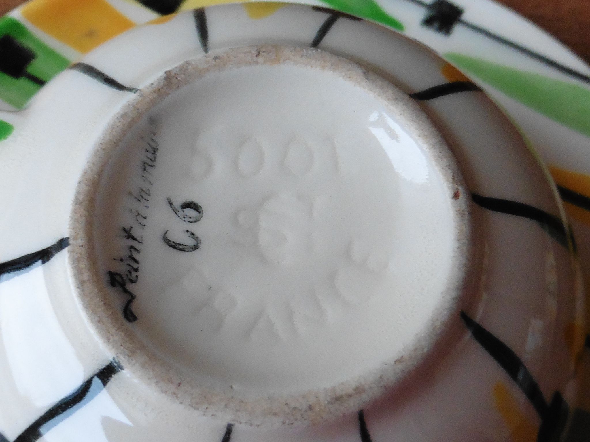 6 cups and saucers signed St Clement hand painted 1960
