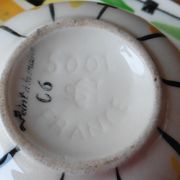 6 cups and saucers signed St Clement hand painted 1960