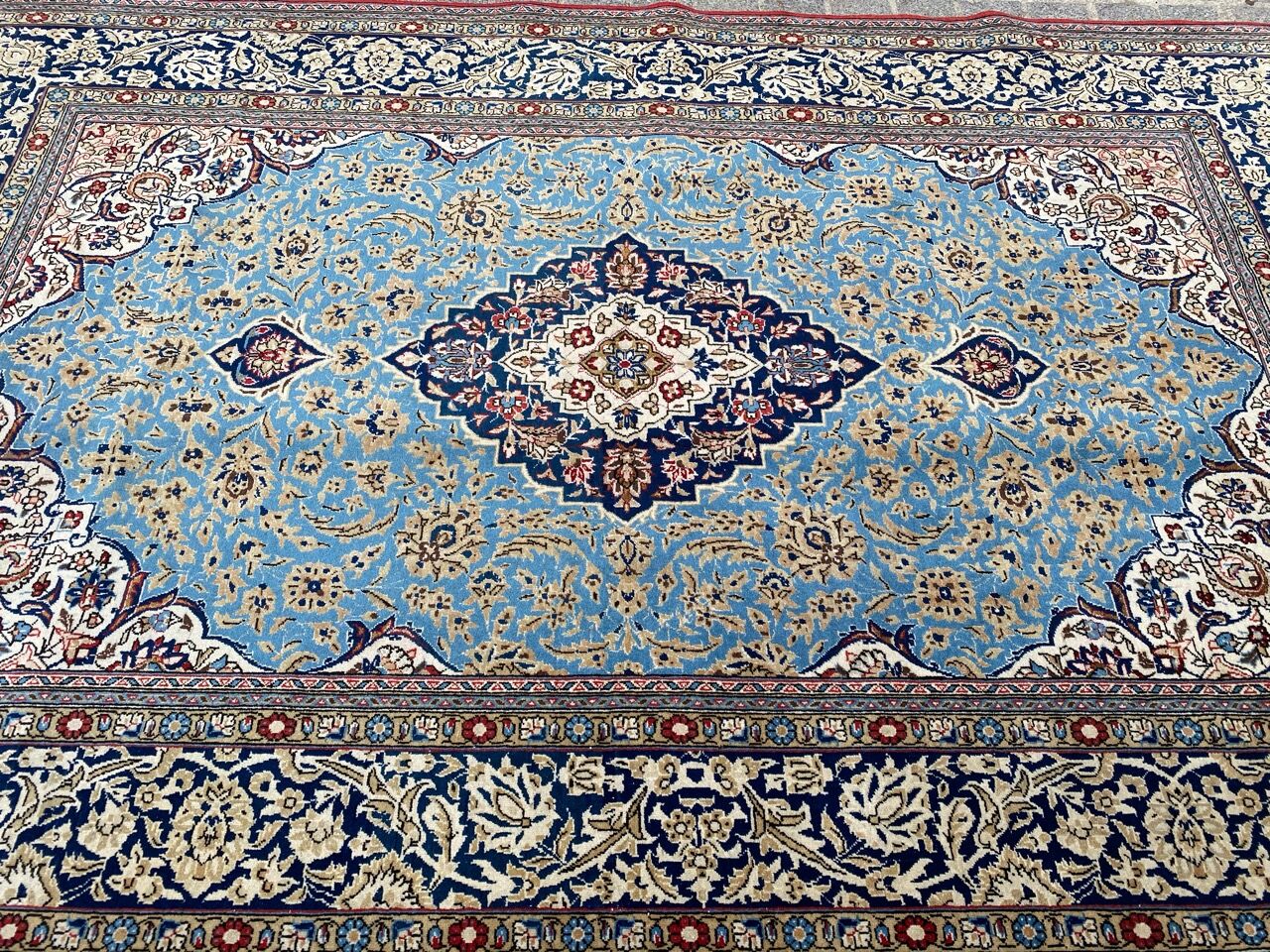 Ancient Persian carpet Ghoom wool and silk 142x222 cm