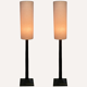 Pair vintage brutalist iron hammered floor or large table lamps, Germany.