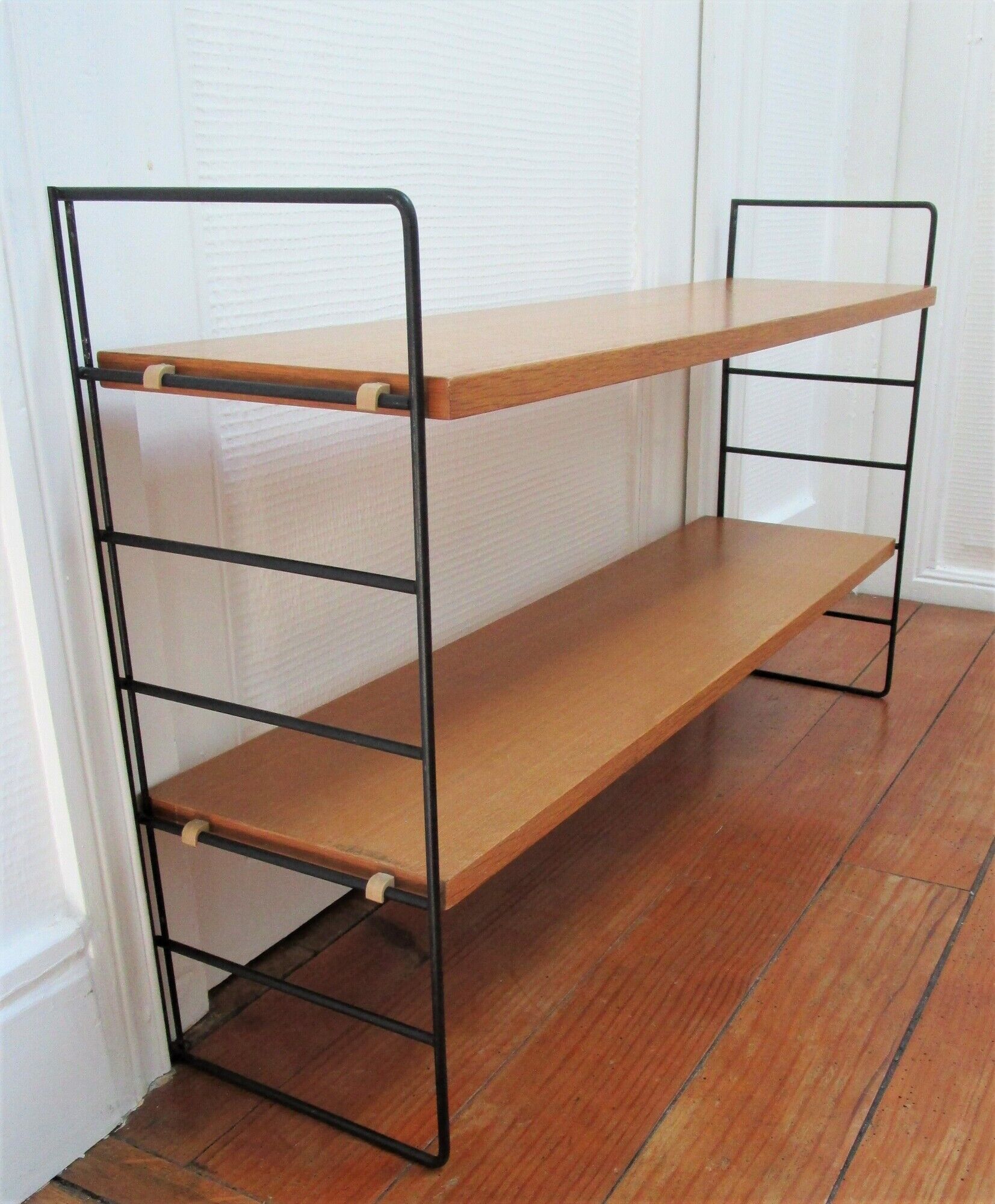 Étagère string bois métal vintage années 60 l 80 cm