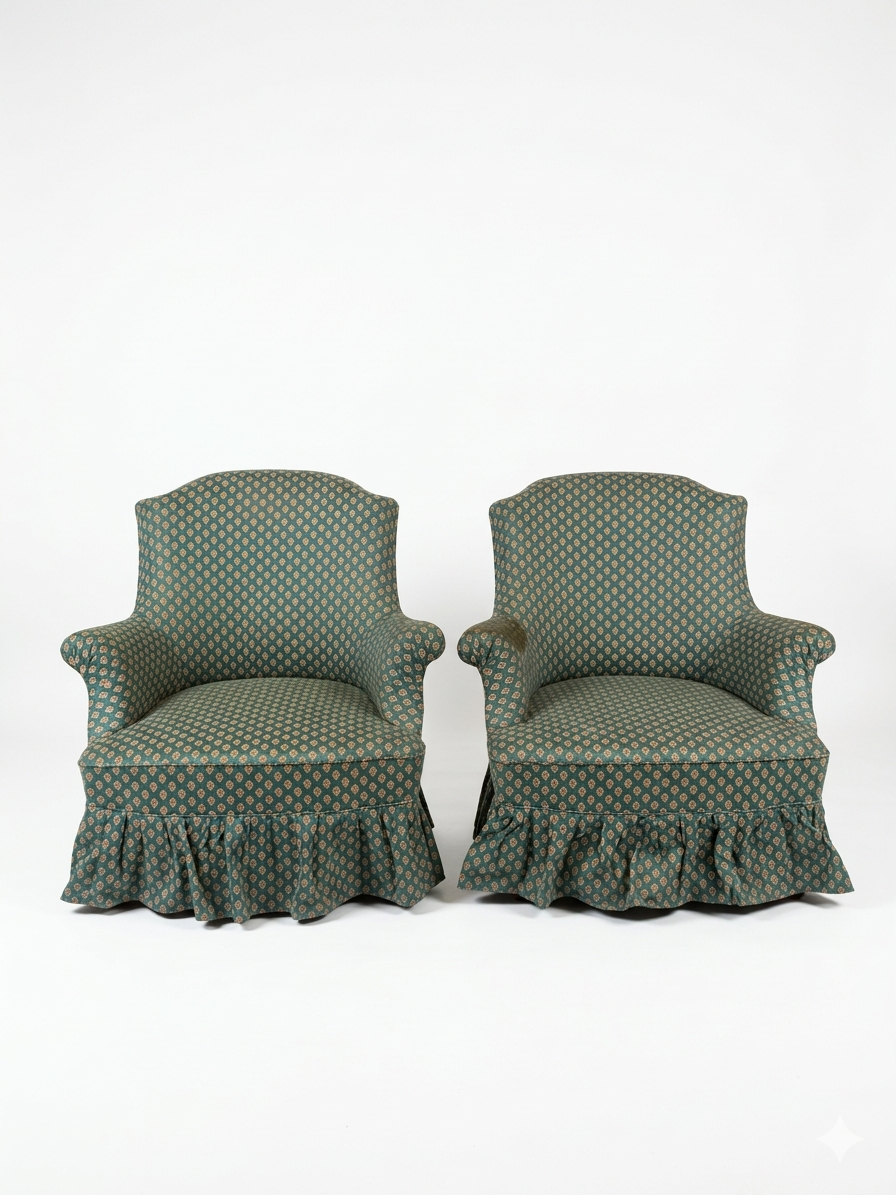 Pair of Napoleon III toad armchairs