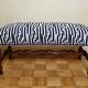 Vintage reupholstered solid wood footboard bench, kirkbydesign publisher fabric, 88 cm