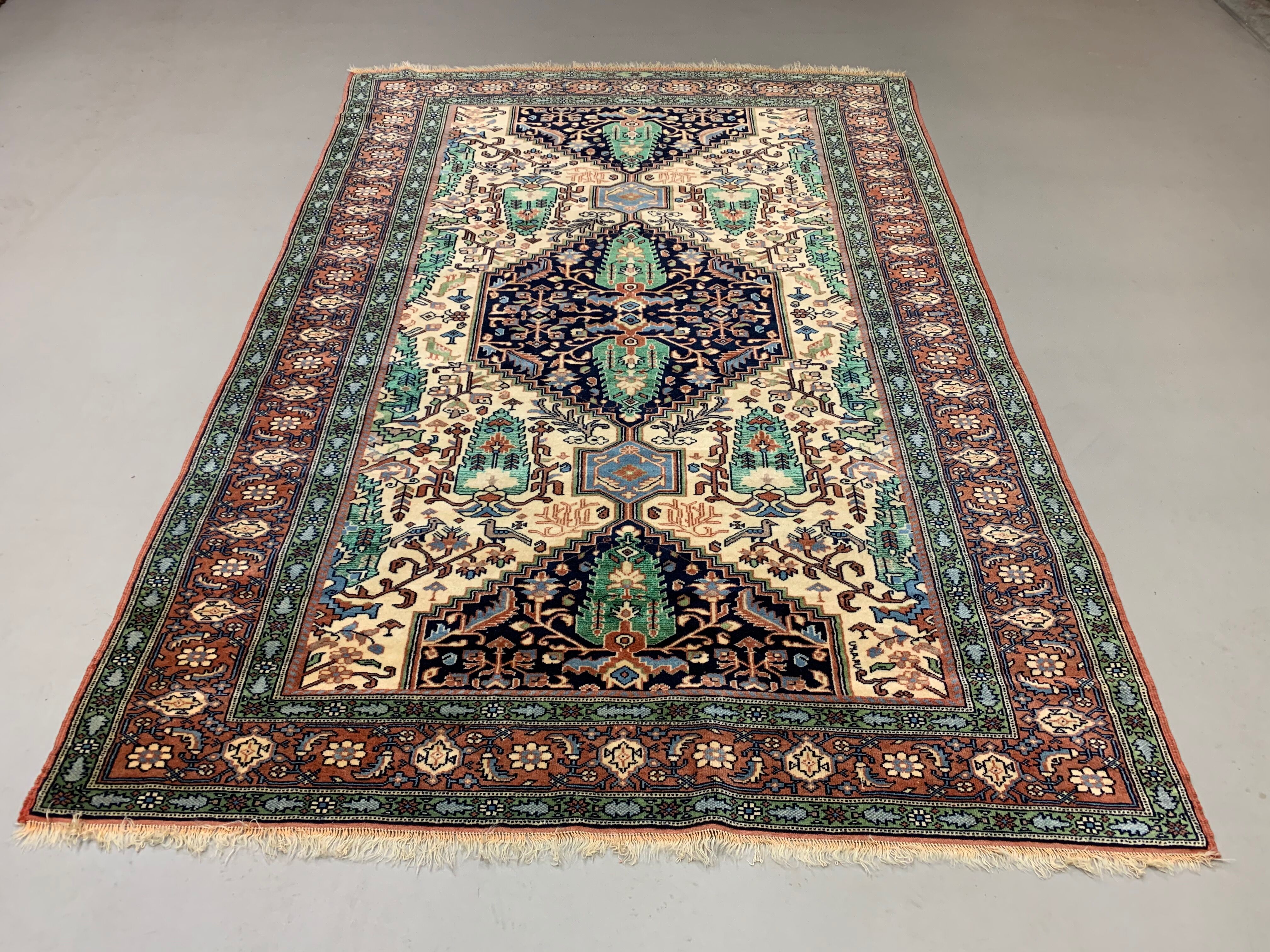 Vintage afghan ersari part silk rug 205x140 cm