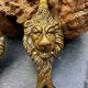 2 lion coat hooks in solid brass Art Nouveau