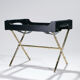 Side table and brass tray leather 1950