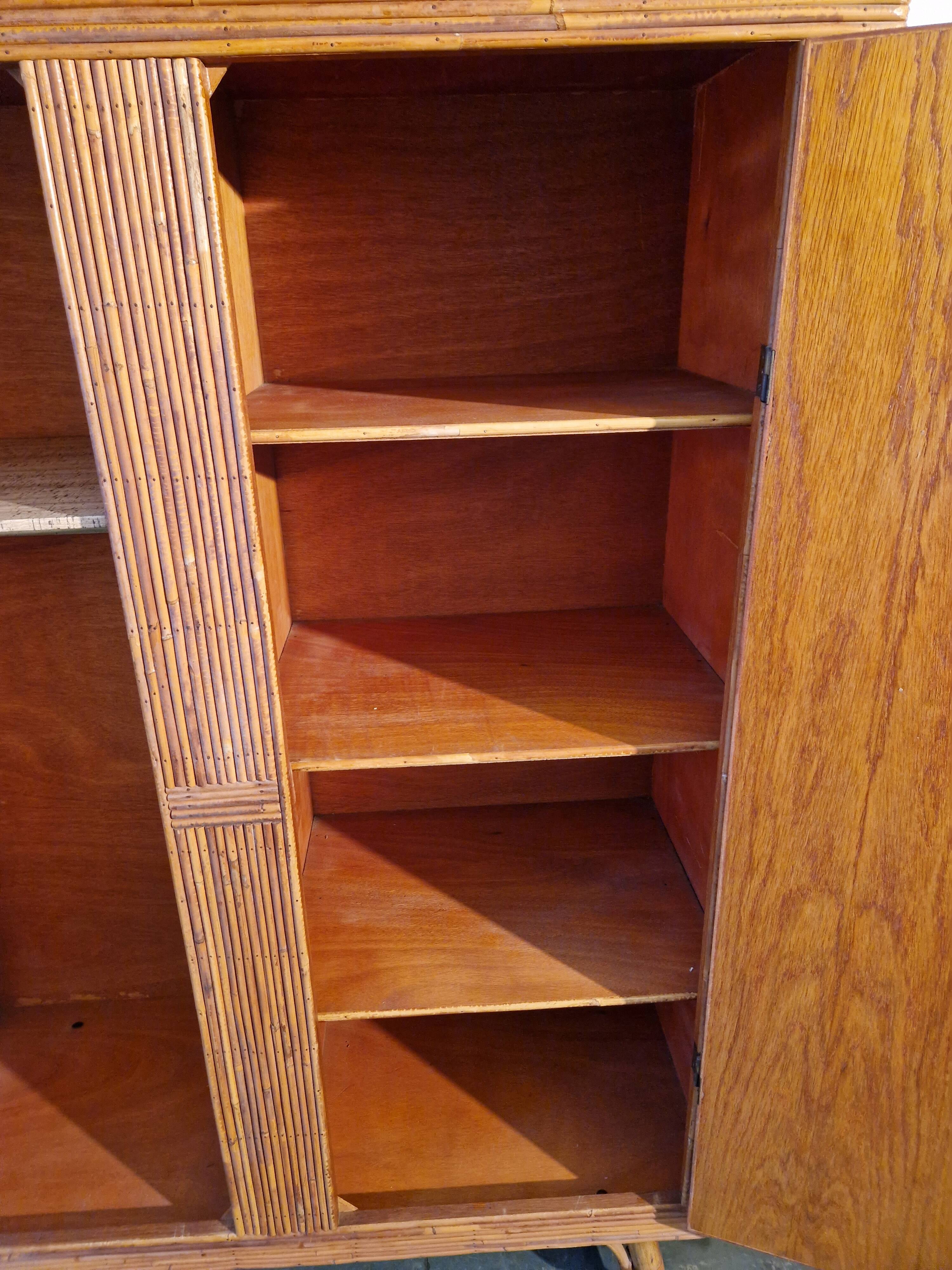 Wicker rattan bamboo wardrobe 1950 1960