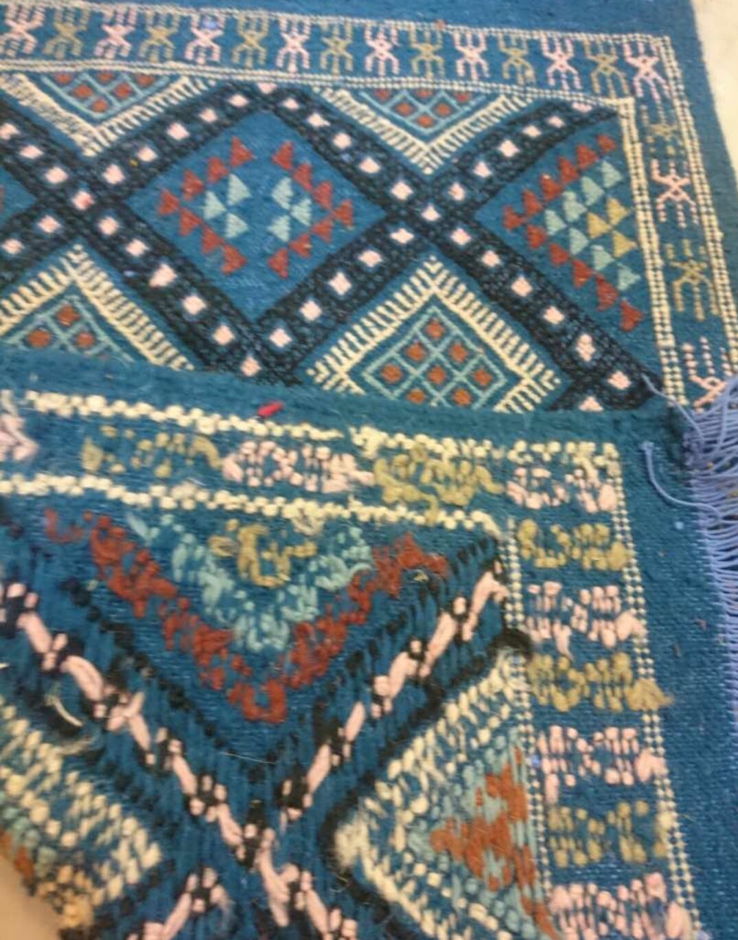 Blue carpet Kilim handmade 58x85cm