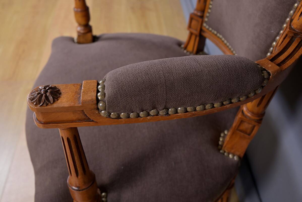Pair of stained beech armchairs, Louis XVI style – 1950