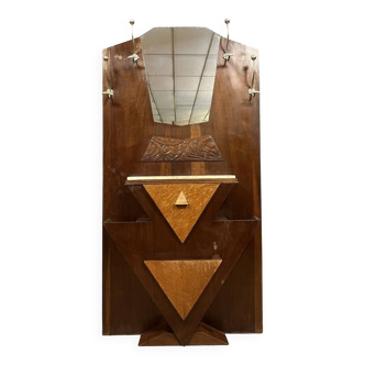 Cloakroom furniture / coat rack Art Deco period in rosewood and lemon tree Circa 1930