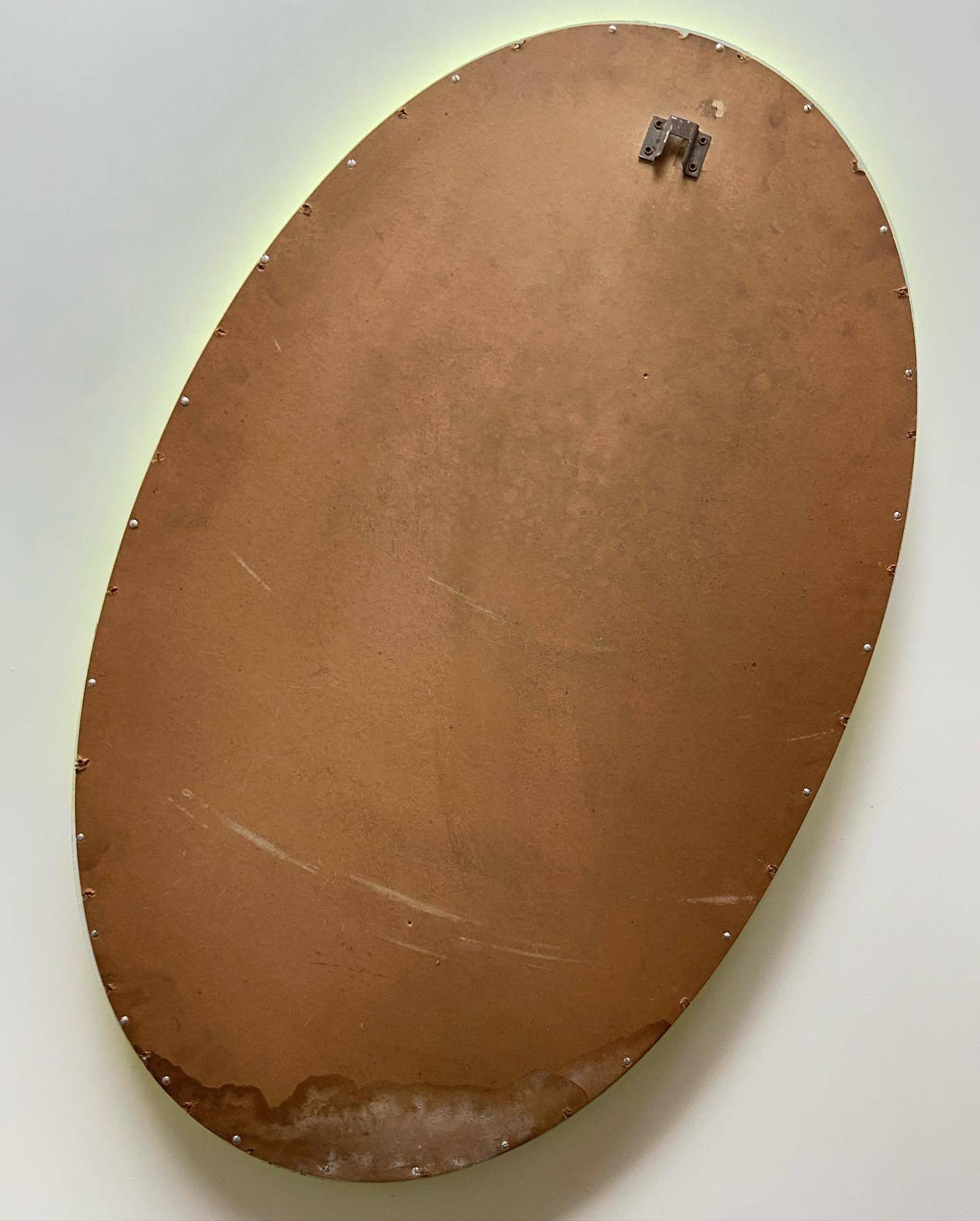 1970's oval wall mirror Schönbruch neon yellow