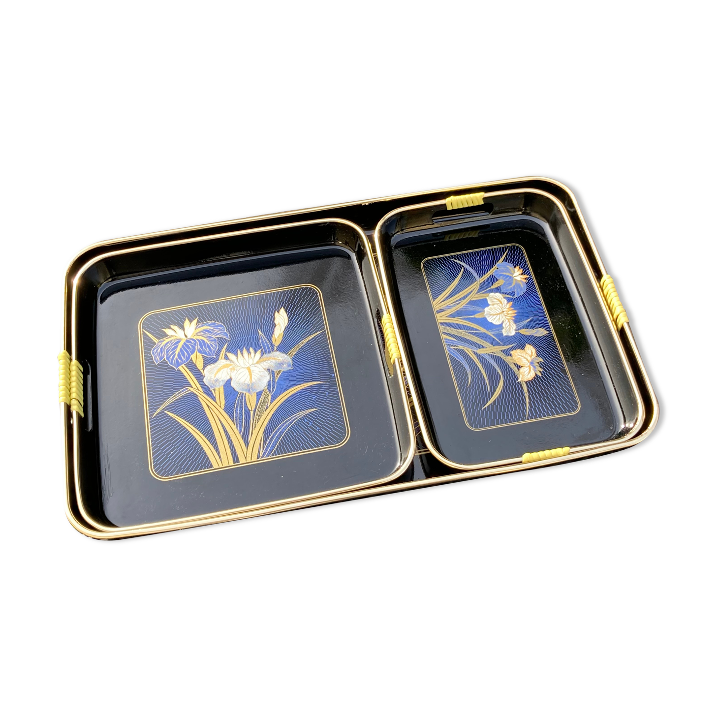 Vintage black lacquered trays