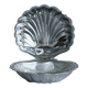 Silver metal butter dish with lid and matching spoon