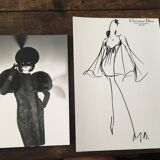 Esquisse de mode & photographie de presse Christian Dior, 1988-1989