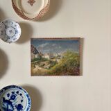 Peinture à l'huile sur toile "Village et forêt" n°9