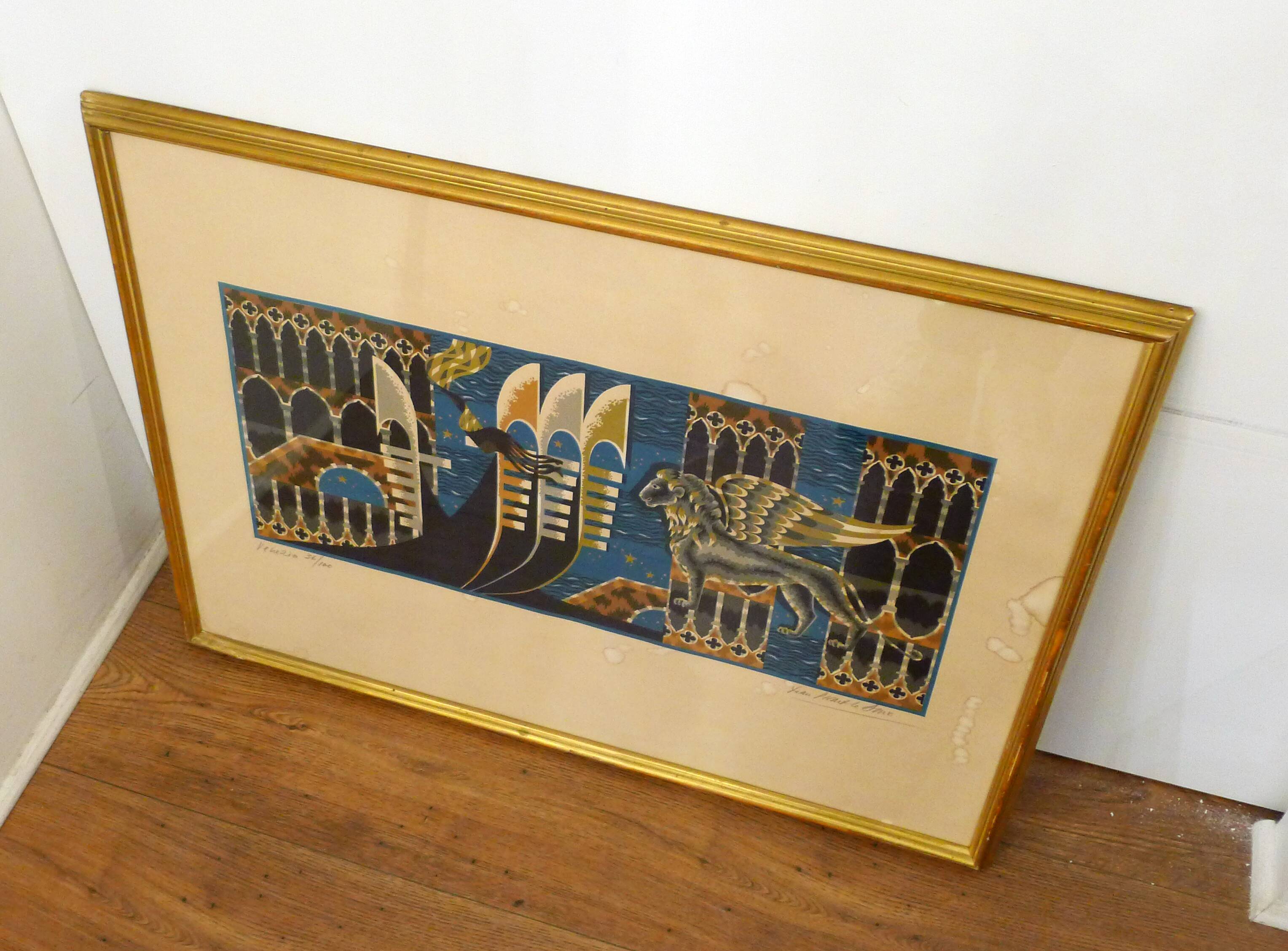 Lithograph Venezia signed J.Picart Le Doux 78cm x 57cm