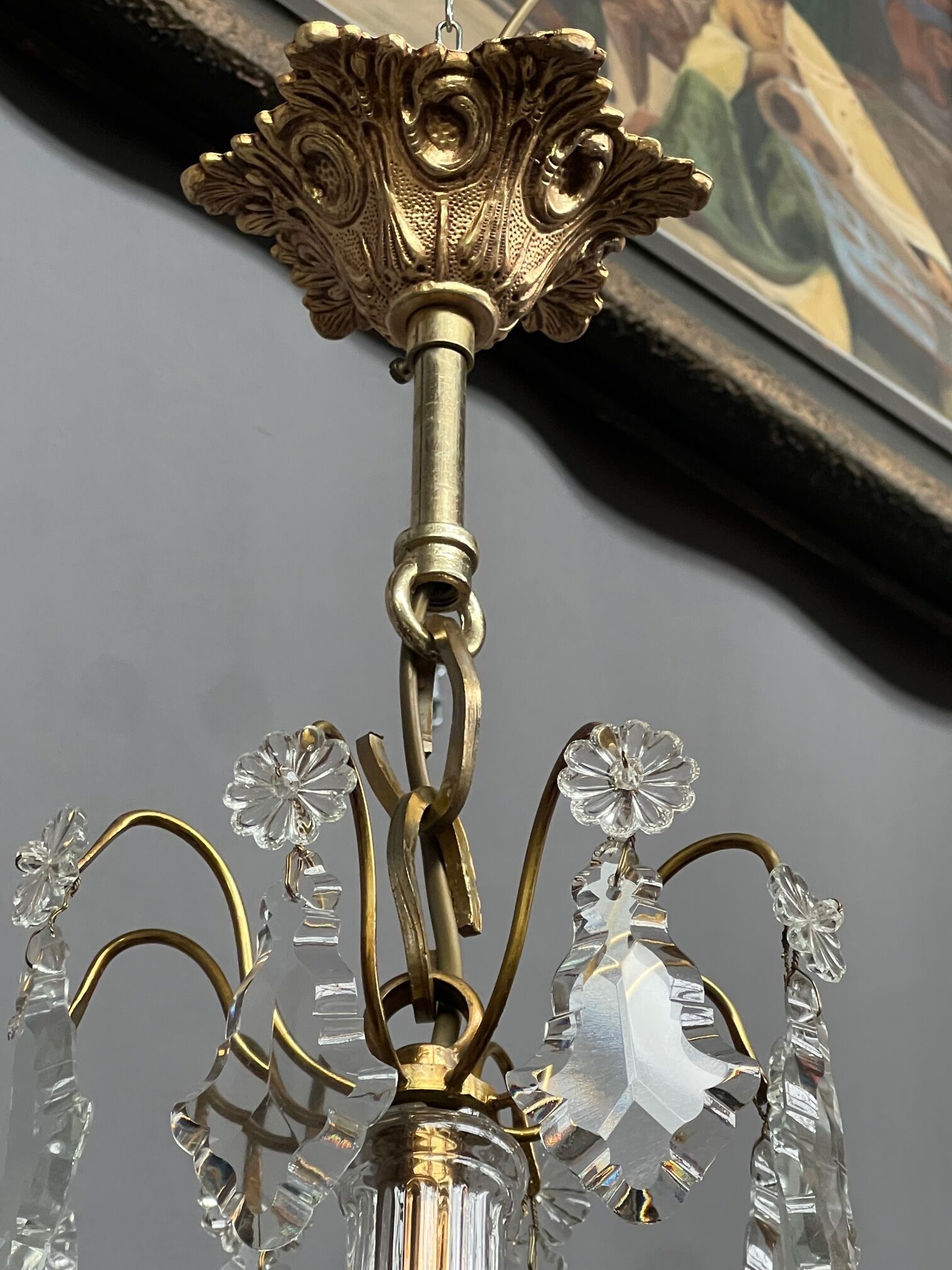 Antique crystal chandelier.
