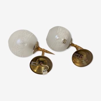 Pair of old ball wall lamp