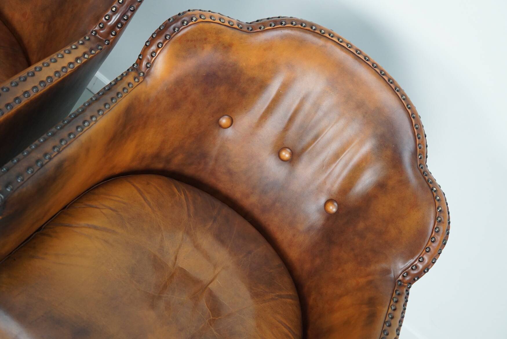 Vintage Dutch Cognac-Coloured Leather Club Chair, Lot of 2