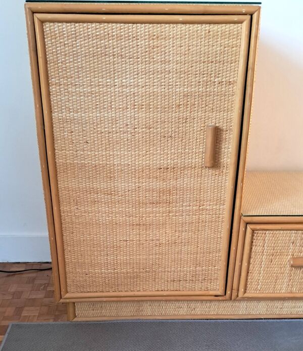 Commode en rotin Vintage 1960/70.