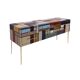 Murano Coloured Glass and Brass Sideboard Composed of 6 Drawers