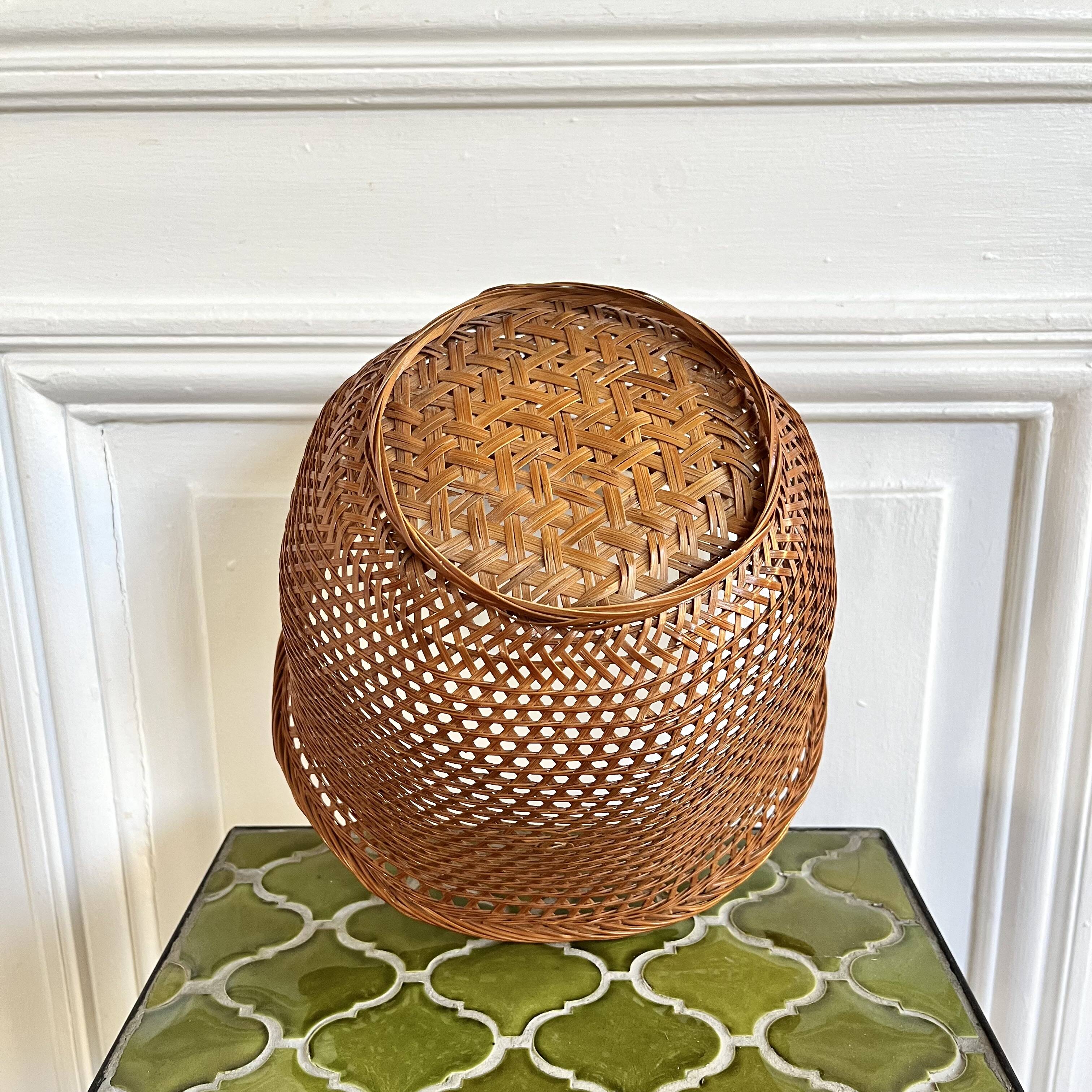 Wicker cane basket planter