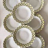50s deep plates, yellow and black grid