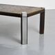 Fossil stone and chrome metal coffee table, Fossile Collection, Switzerland, circa 1980.