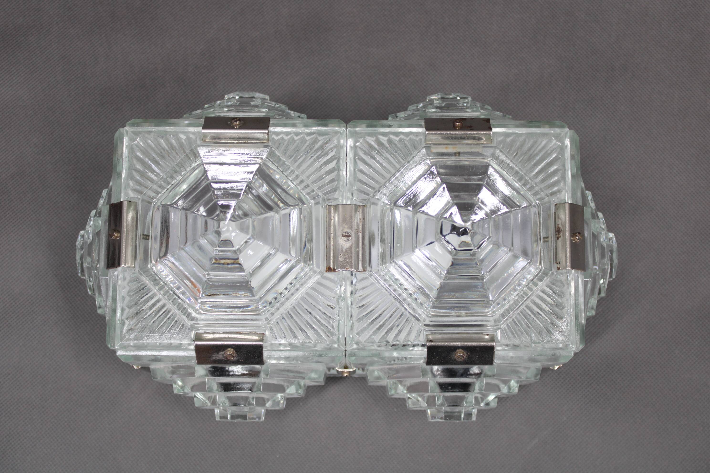 1970s Brutalist Wall Glass Light by Kamenicky Senov, Czechoslovakia