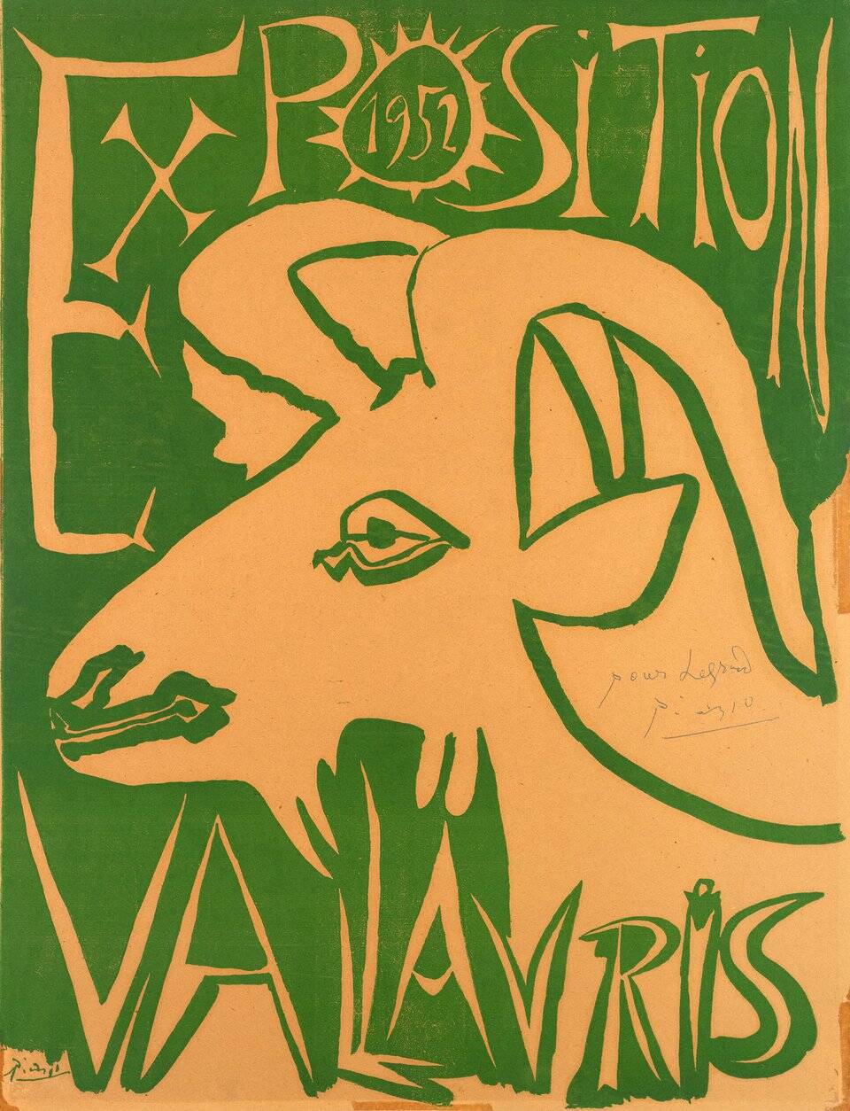 Affiche originale picasso valauris dedicassée de la main de picasso
