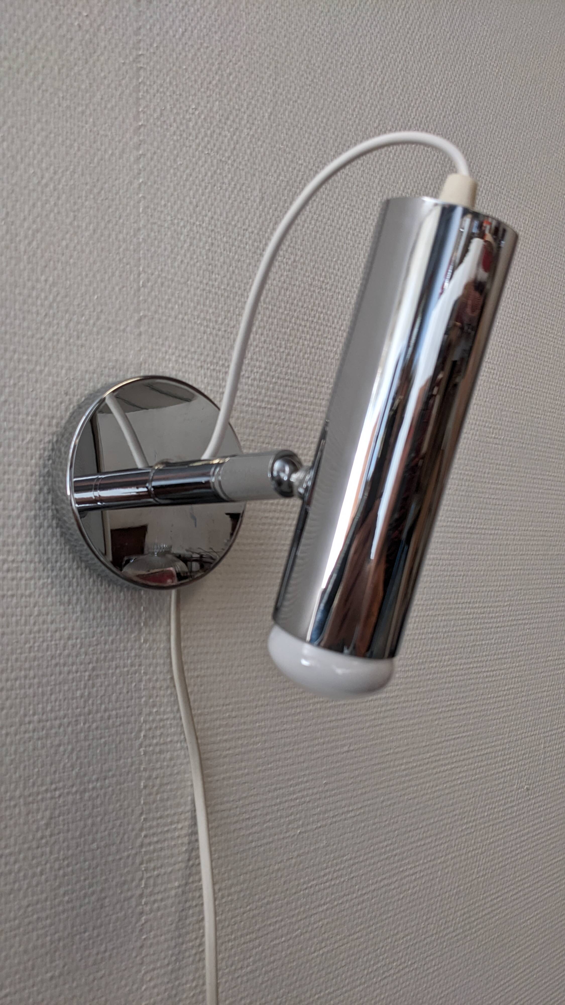 Modernist chrome metal wall light, France circa 1970.