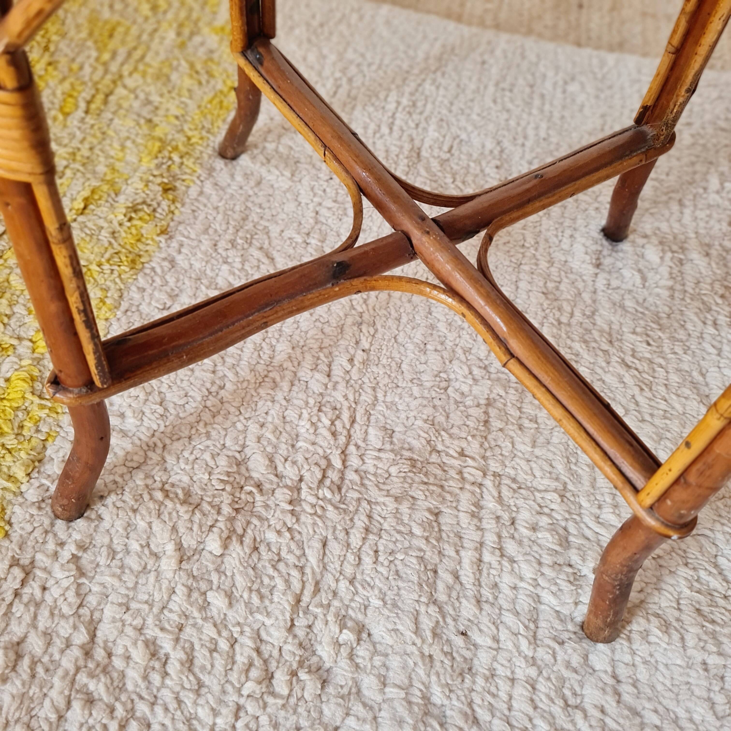 Vintage rattan side table or coffee table – 1960s Riviera style