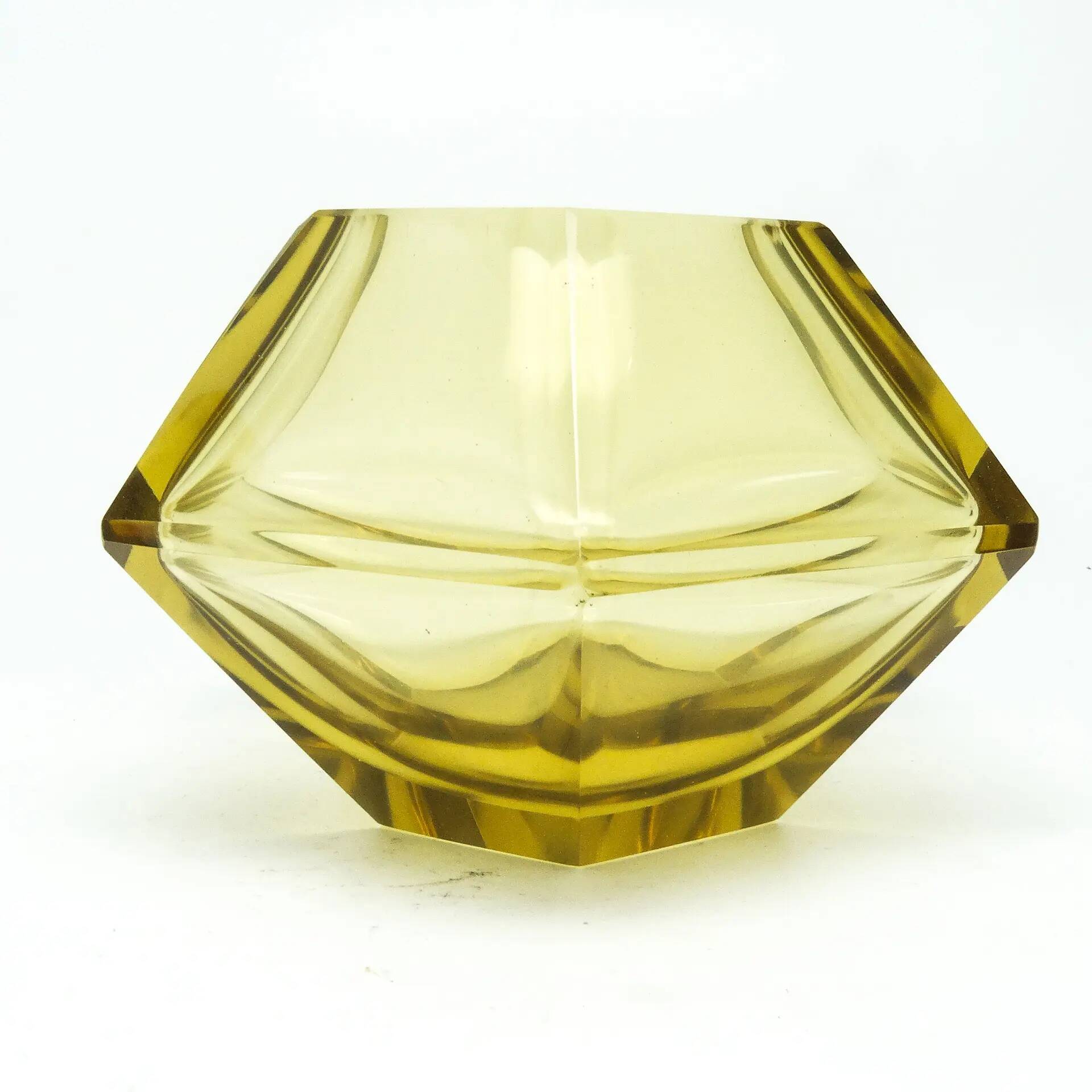 Art Deco vase, citrine crystal, designed by R. Hlousek, Moser, Czechoslovakia, 1930s