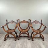 Set of Three Renaissance Style Armchairs, 19th Century