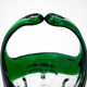 Glass green decorative basket, Czechoslovakia, 1960s